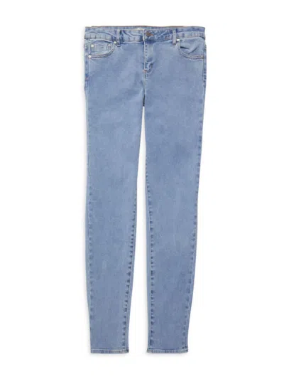 Shop Tractr Girl's Diane Mid Rise Skinny Jeans In Light Indigo