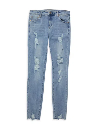 Shop Tractr Girl's Diane Mid Rise Skinny Jeans In Indigo