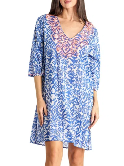 Shop La Moda Clothing Women's Beaded Mini Shift Dress In Blue