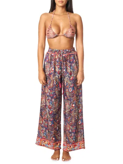 La Moda Clothing Women's Paisley Wide Leg Pants In Neutral