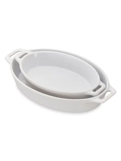 Shop Staub Ceramic 2-piece Oval Baking Dish Set In White