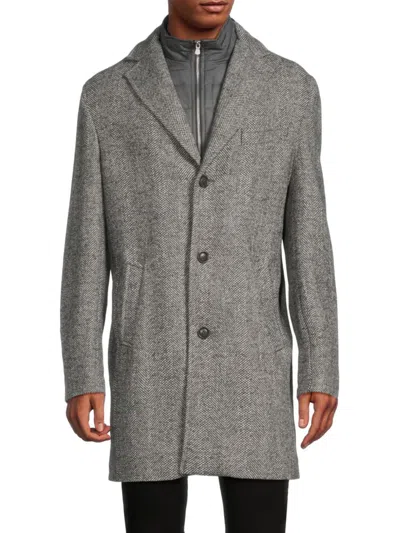Shop Jack Victor Men's Delman Textured Wool Blend Bib Coat In Light Grey