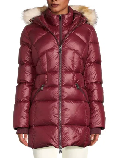 Shop Pajar Women's Ares Faux Fur Trim Hooded Puffer Jacket In Oxblood