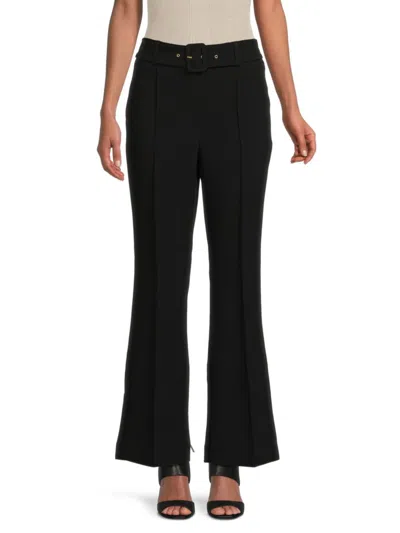 Shop Ellen Tracy Women's Belted Flared Pants In Black