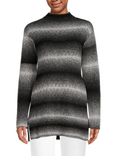 Shop Ellen Tracy Women's Ombré Striped Sweater In Black Ombre