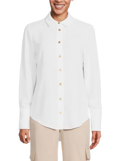 Shop Ellen Tracy Women's Solid Shirt In White