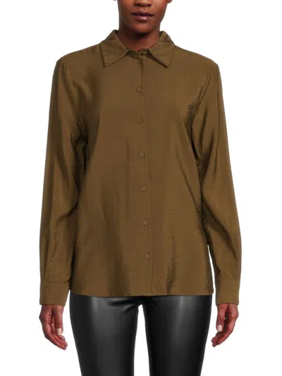 Shop Retrod Women's Sherlyn Button Down Shirt In Breen