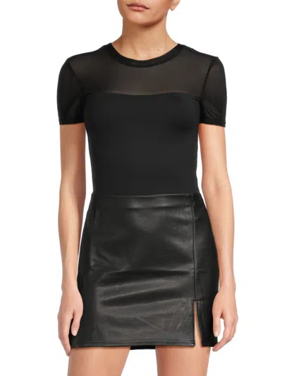 Shop Retrod Women's Second Skin Roxi Illusion Bodysuit In Black