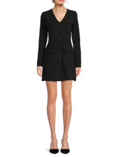 Shop Rd Style Women's Solid Multi Pocket Mini Dress In Black