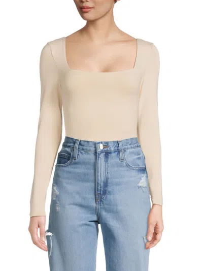Shop Rd Style Women's Second Skin Stacy Squareneck Bodysuit In Parchment