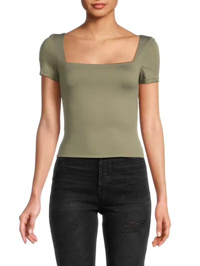 Shop Rd Style Women's Second Skin Stacy Squareneck Top In Leaf Green