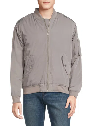 Shop Hedge Men's Baseball Collar Bomber Jacket In Grey