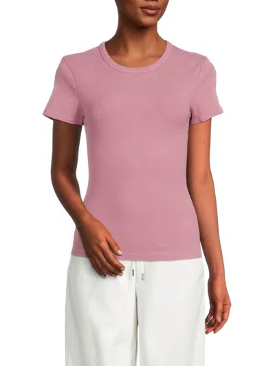 Shop Rd Style Women's Cecie Ribbed Crewneck Tshirt In Dusty Rose
