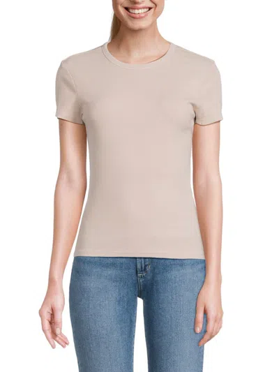 Shop Rd Style Women's Cecie Ribbed Crewneck T Shirt In Beige