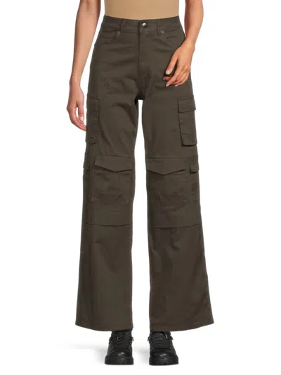 Shop Retrod Women's Capria Wide Leg Cargo Pants In Army Green