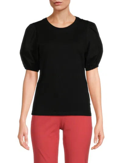 Shop Rd Style Women's Tamara Puff Sleeve Jersey Top In Black