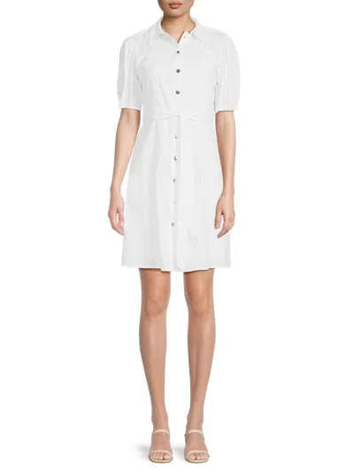 Shop Nanette Lepore Women's Belted Mini Shirtdress In White