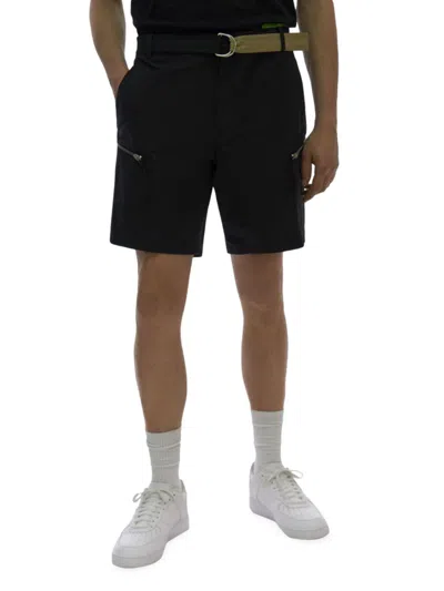 Shop Helmut Lang Men's Cotton Nylon Zip Shorts In Black