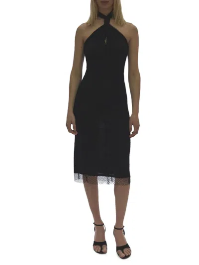 Shop Helmut Lang Women's Halter Mesh Dress In Black
