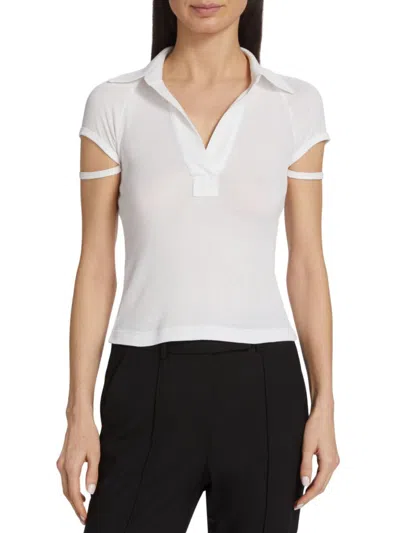 Shop Helmut Lang Women's Strappy Cap Sleeve Polo In White