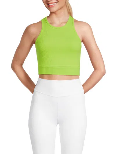 Shop Helmut Lang Women's Cut Out Rib Knit Cropped Tank Top In Igua
