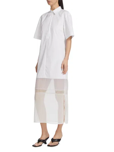 Shop Helmut Lang Women's Combo Poplin Shirtdress In Optic White