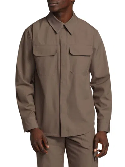 Shop Helmut Lang Men's Military Wool Blend Utility Shirt In Brown