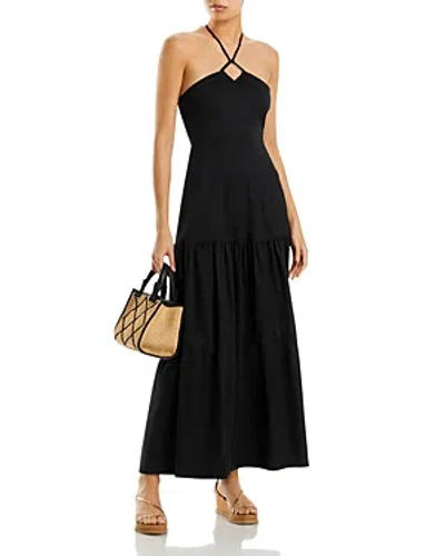 Shop Aqua Cotton Halter Maxi Dress - 100% Exclusive In Black
