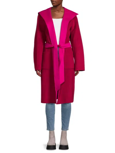 Shop Elie Tahari Women's Wool Blend Wrap Coat In Deep Red