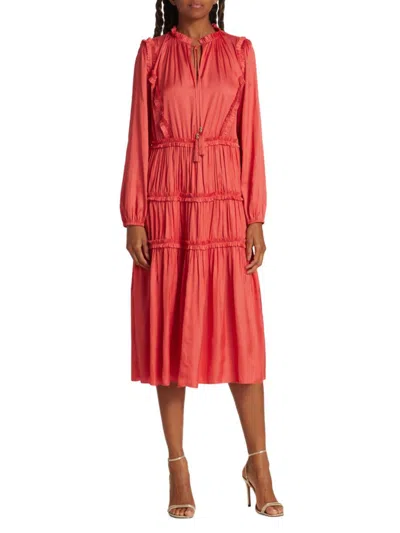 Elie Tahari Ruffle Midi Dress In Wild Flower