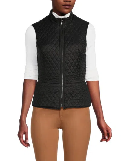 Shop Catherine Malandrino Women's Stand Collar Quilted Vest In Black
