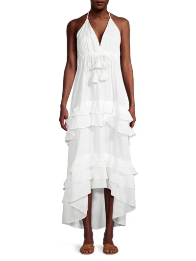Shop Milly Women's Odalia Ruffled Cotton Maxi Dress In White