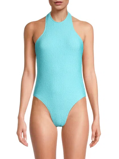 Shop Milly Women's Jackie Textured One Piece Swimsuit In Teal
