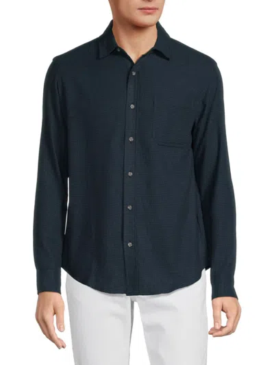 Shop Vstr Premium Men's Check Button Up Shirt In Blue Black