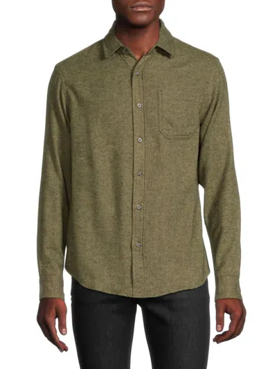Shop Vstr Premium Men's Herringbone Flannel Shirt In Olive