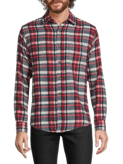 Shop Vstr Premium Men's Plaid Button Down Shirt In Grey Red