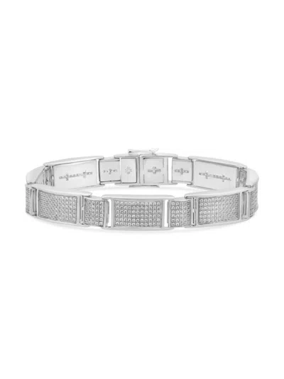 Shop Saks Fifth Avenue Men's Sterling Silver & 4.00 Tcw Diamond Studded Bracelet