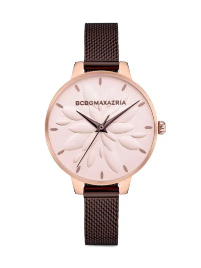 Shop Bcbgmaxazria Women's Classic 32mm Rose Goldtone Stainless Steel Flower Mesh Strap Watch