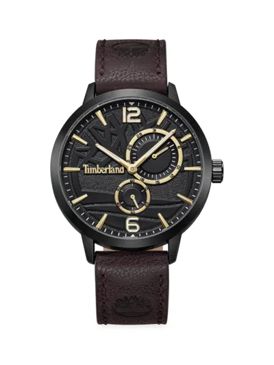 Shop Timberland Men's Dress Sport 44mm Stainless Steel & Leather Strap Watch In Brown Dark