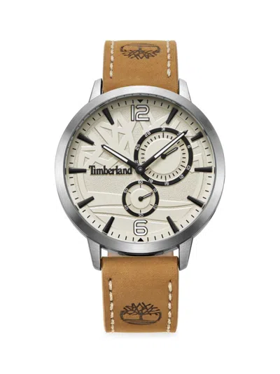 Shop Timberland Men's Dress Sport 44mm Stainless Steel & Leather Strap Watch In Tan