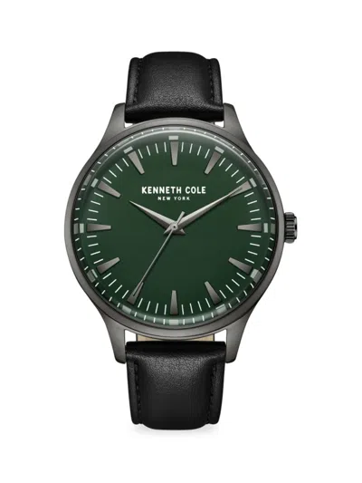 Shop Kenneth Cole Men's Classic 43mm Leather Strap Watch In Green