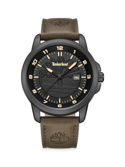 Shop Timberland Men's Classic 44mm Metal & Leather Strap Watch In Beige