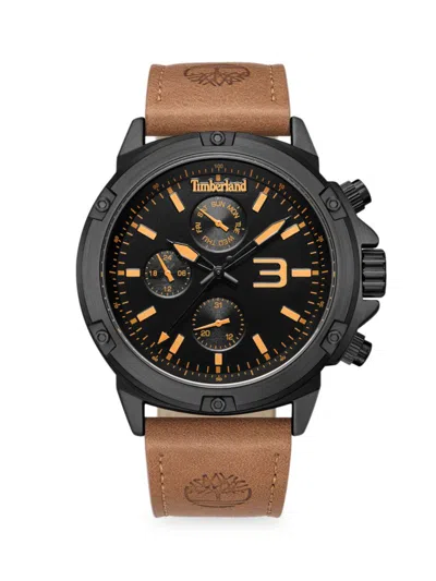 Shop Timberland Men's Dress Sport 46mm Metal & Leather Strap Chronograph Watch In Tan