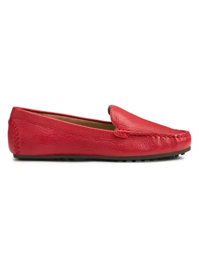 Shop Aerosoles Women's Over Drive Leather Moc Toe Drivers In Red