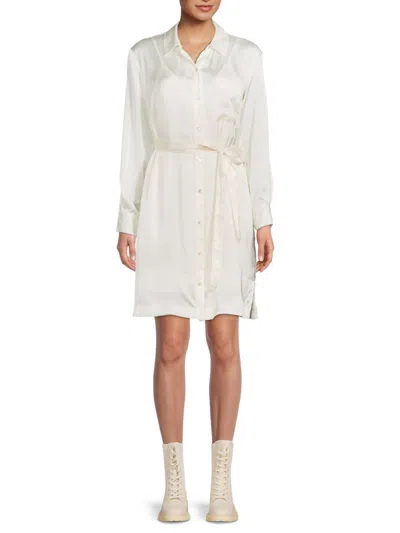 Bailey44 Women's Kalia Belted Satin Shirtdress In Creme