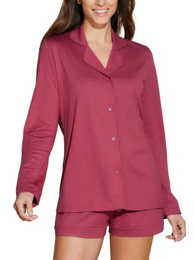 Shop Cosabella Women's Pima Cotton Blend Pajama Short Set In Deep Ruby