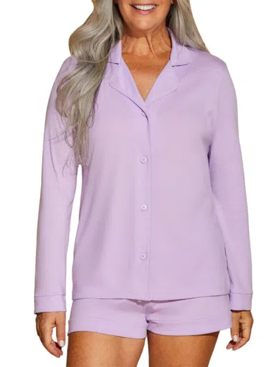 Shop Cosabella Women's Pima Cotton Blend Pajama Short Set In Icy Violet