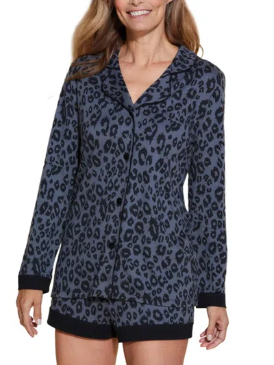 Shop Cosabella Women's Bella 2-piece Leopard-print Pajama Set In Black Panther