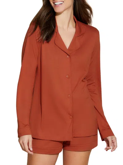 Shop Cosabella Women's Pima Cotton Blend Pajama Short Set In Rust