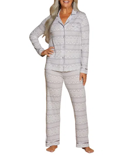 Shop Cosabella Women's 2-piece Bella Pajama Set In Geo Dove Grey